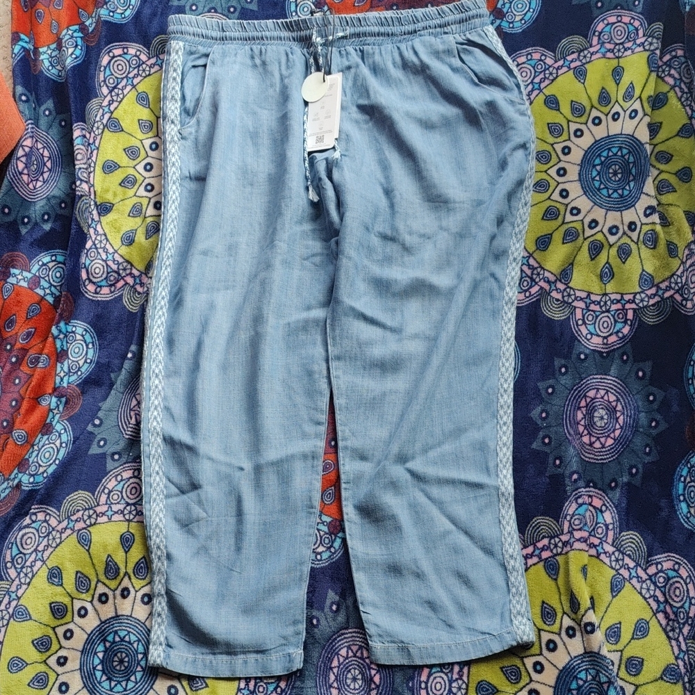 Republic Denim Light Blue Casual Pants with Side Pattern
